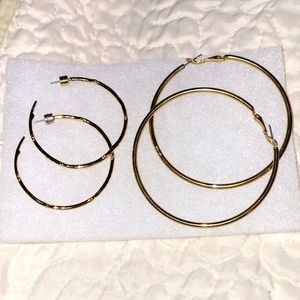 Chloe + Isabel Oversized Gold-tone Hoop Pierced Earrings, Larger PR Unmarked 2PR
